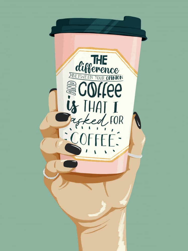 Sassy Coffee Cup Hand by ByKammille — canvas wall art