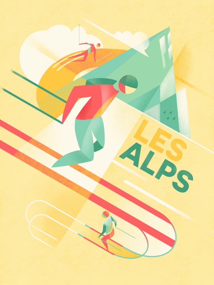 Retro Alps Ski Adventure by Mark Harrison — canvas wall art