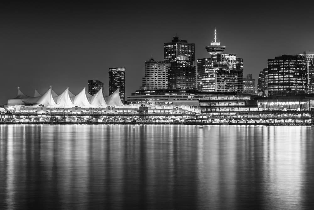 Vancouver Night Skyline by Melanie Viola — canvas wall art