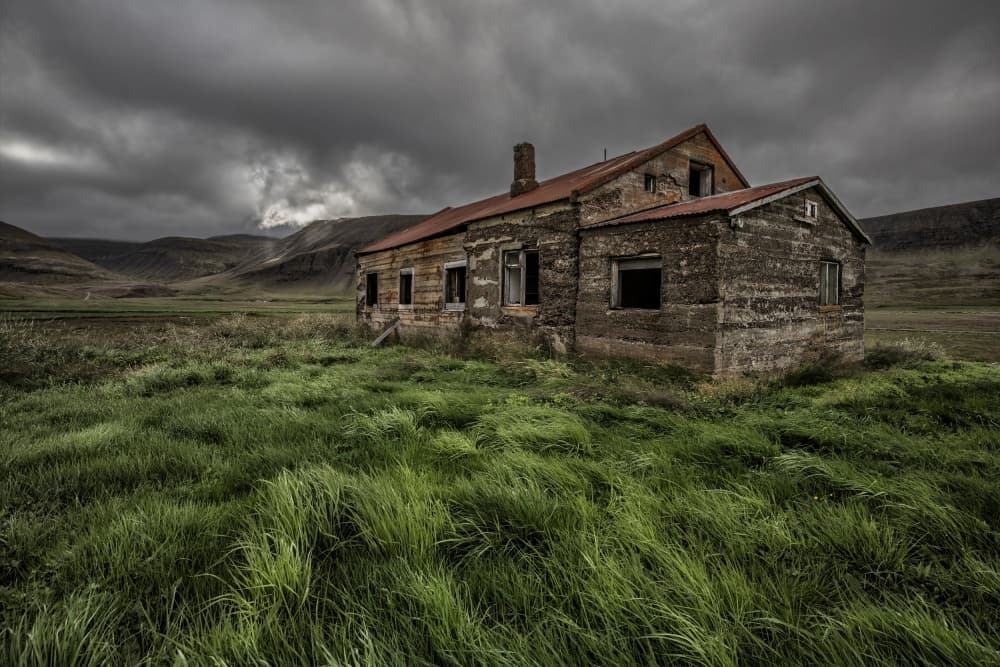 Abandoned Farmhouse Stormy Sky by Bragi Ingibergsson - BRIN — canvas wall art