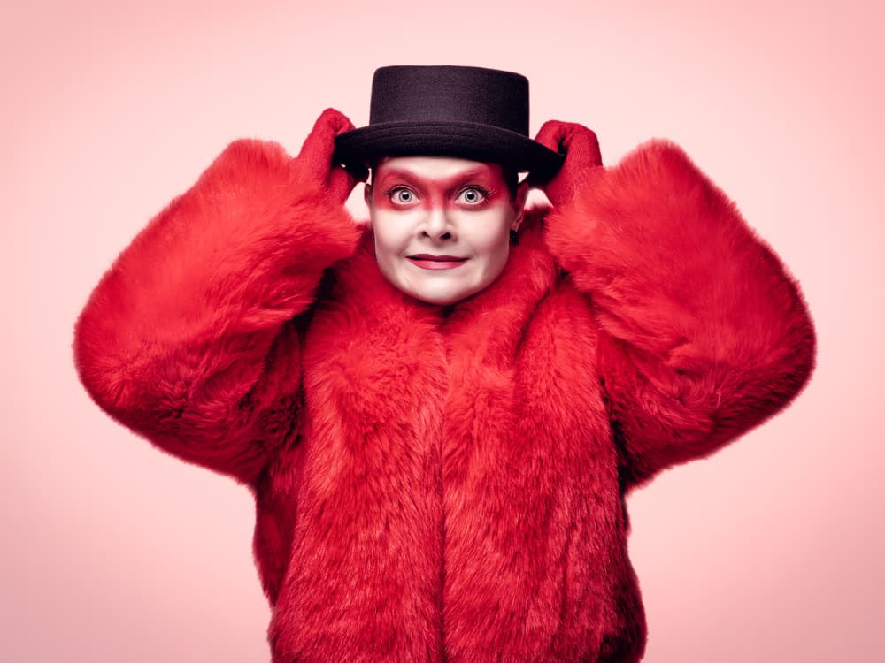 Theatrical Red Fur Woman by Petri Damstén — canvas wall art