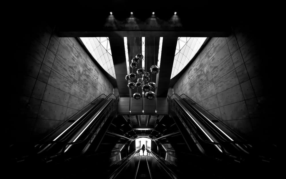 Subway Escalator Light by Jorge Pimenta — canvas wall art