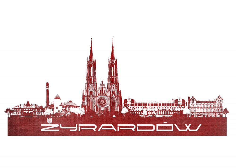 Żyrardów City Skyline by Justyna Jaszke — canvas wall art