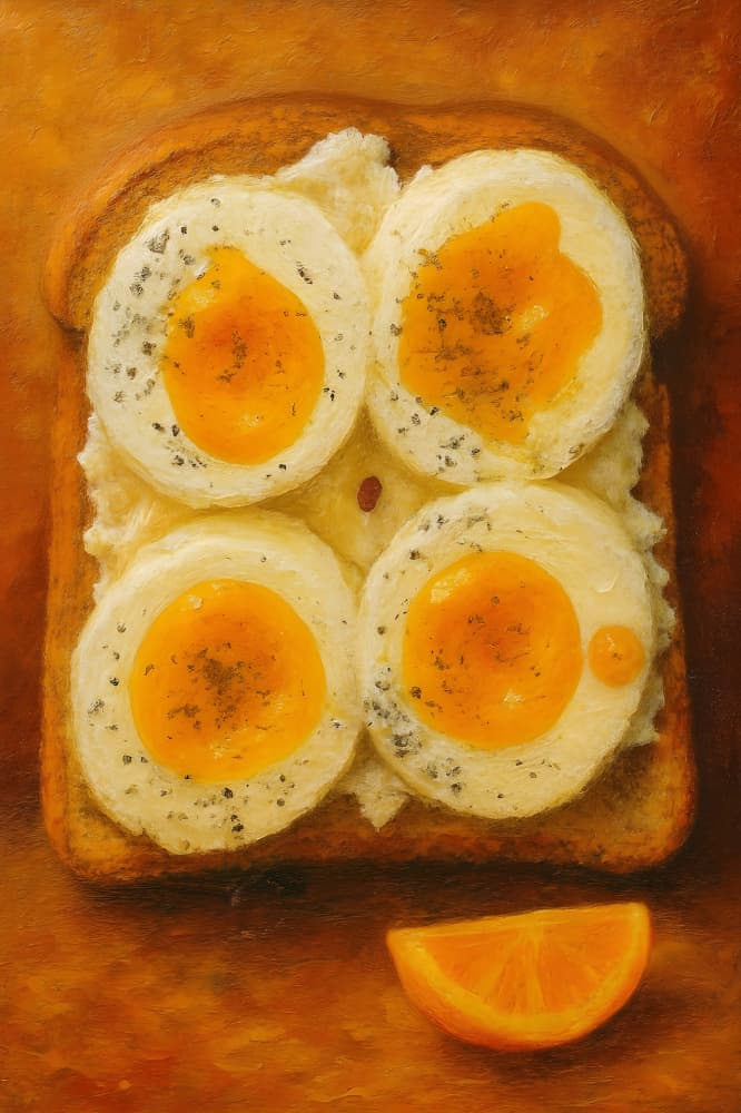 Golden Yolk Breakfast by HUGO — canvas wall art