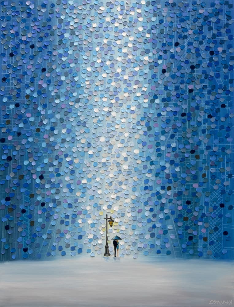 Couple Under Lamplight by Ekaterina Ermilkina — canvas wall art