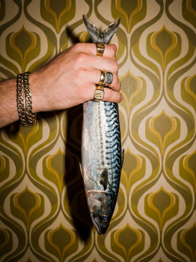 Retro Fish Hand by Andreas Magnusson — canvas wall art