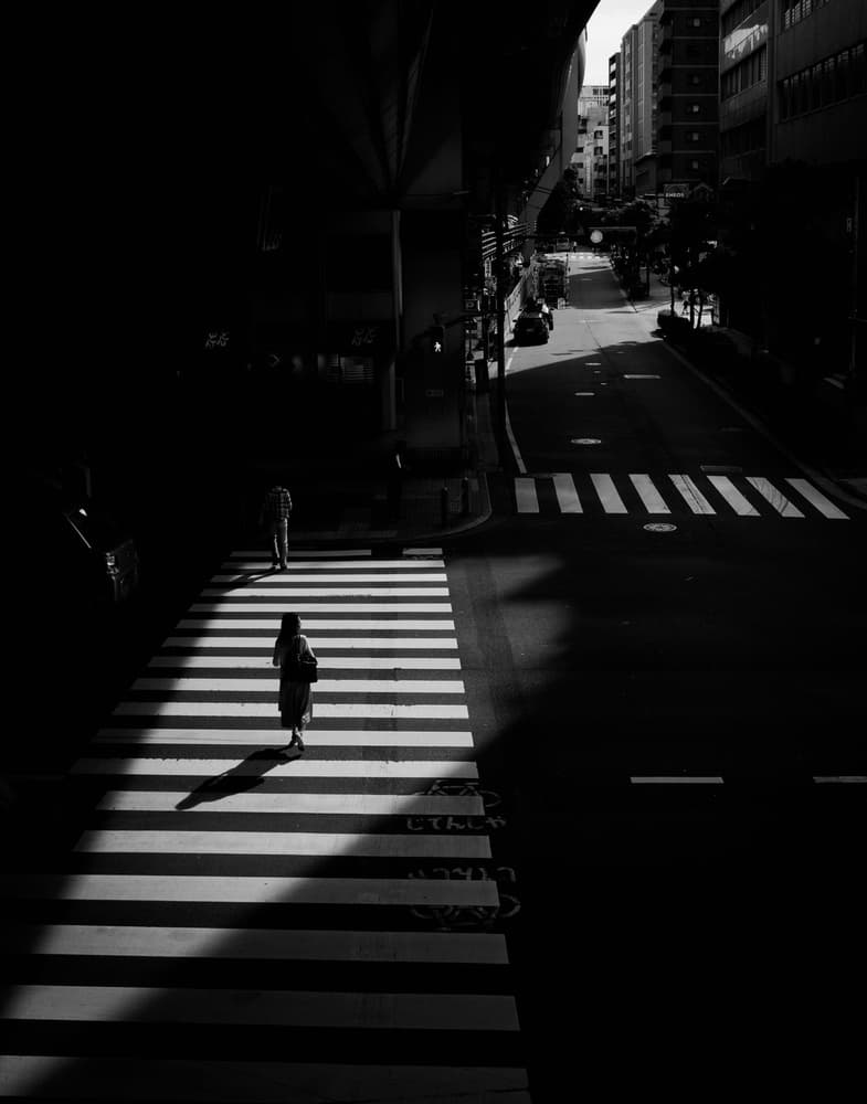 City Crosswalk Shadows by Yasuhiro Takachi — canvas wall art