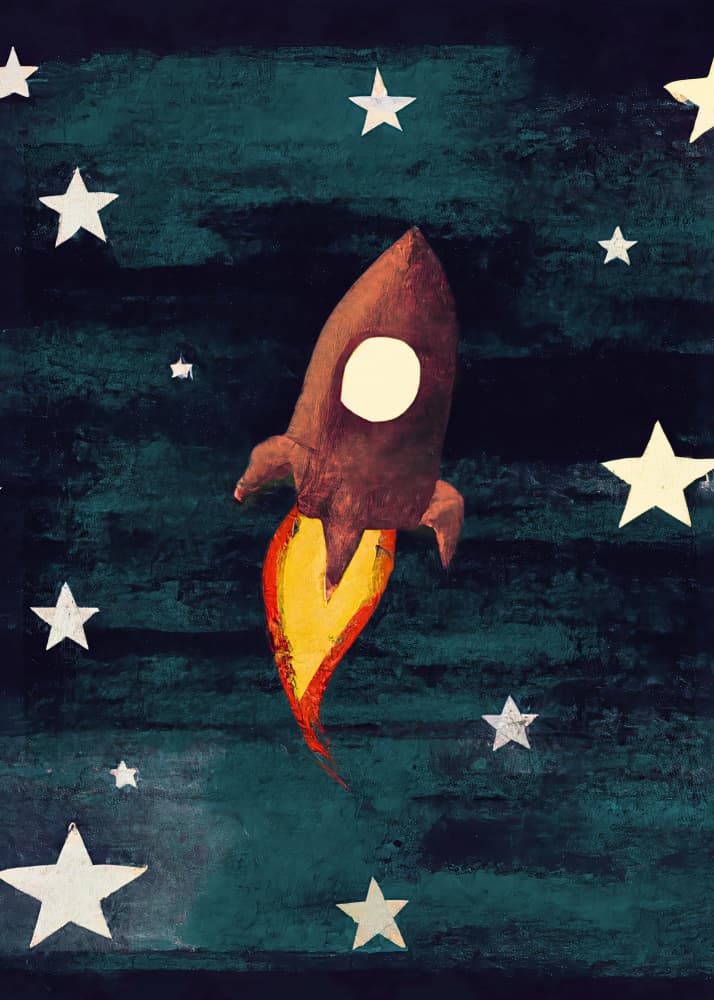 Cosmic Rocket Launch by Merel Takken — canvas wall art