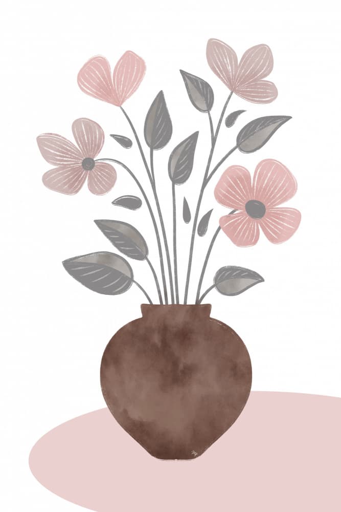 Pink Watercolor Blooms by Martina — canvas wall art