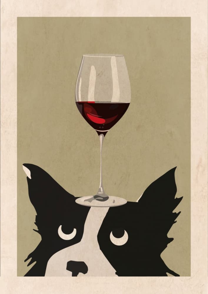 Funny Dog Wine Balance by WallChart Art Studio — canvas wall art