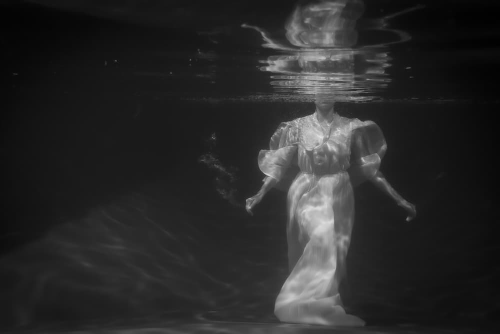 Ethereal Underwater Figure by Thierry Lagandré (Transgressed Light) — canvas wall art