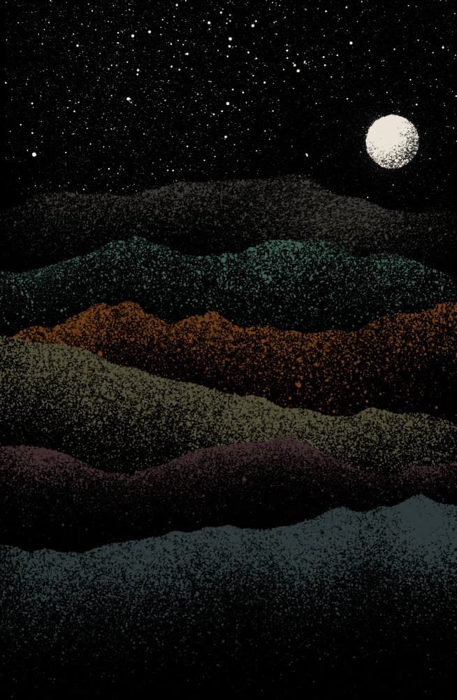 Layered Mountain Night by Florent Bodart — canvas wall art