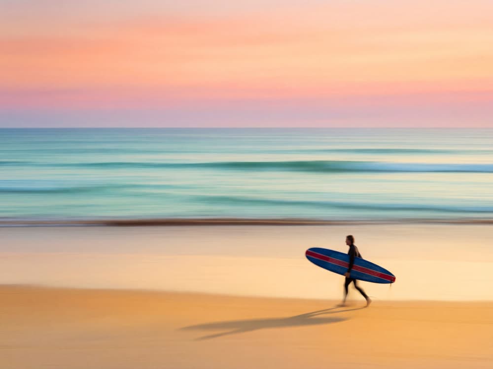 Pastel Beach Surfer by Andreas Magnusson — canvas wall art