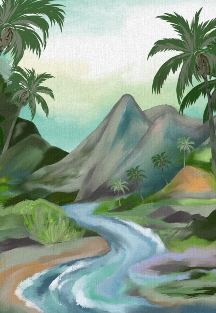 Tropical Mountain River by Josie George — canvas wall art