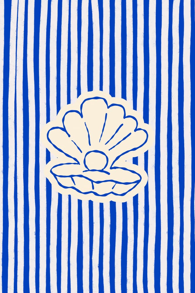 Blue Striped Oyster Pearl by Treechild — canvas wall art