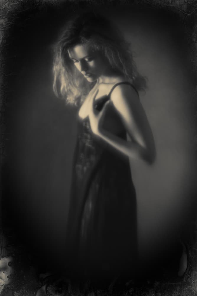 Pensive Woman Portrait by Mel Brackstone — canvas wall art