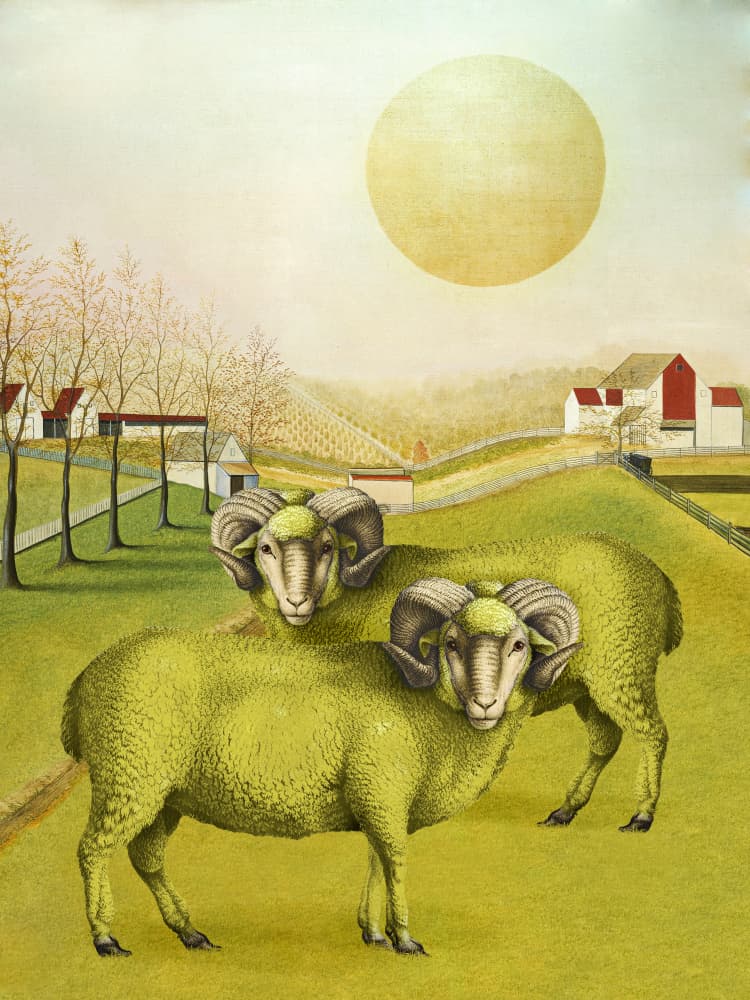 The Green Sheep by Marja van den Hurk — canvas wall art