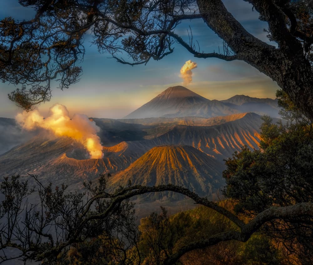 Fiery Volcanic Sunrise by Yuan Su — canvas wall art