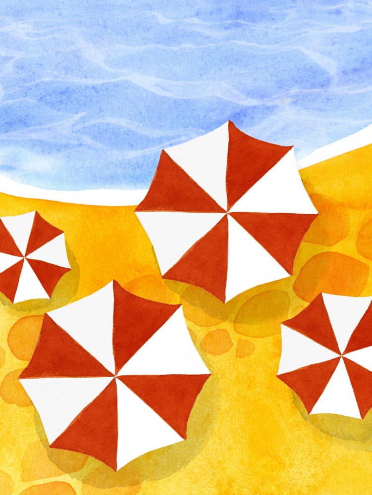 Summer Beach Umbrellas by Ekaterina Koroleva — canvas wall art