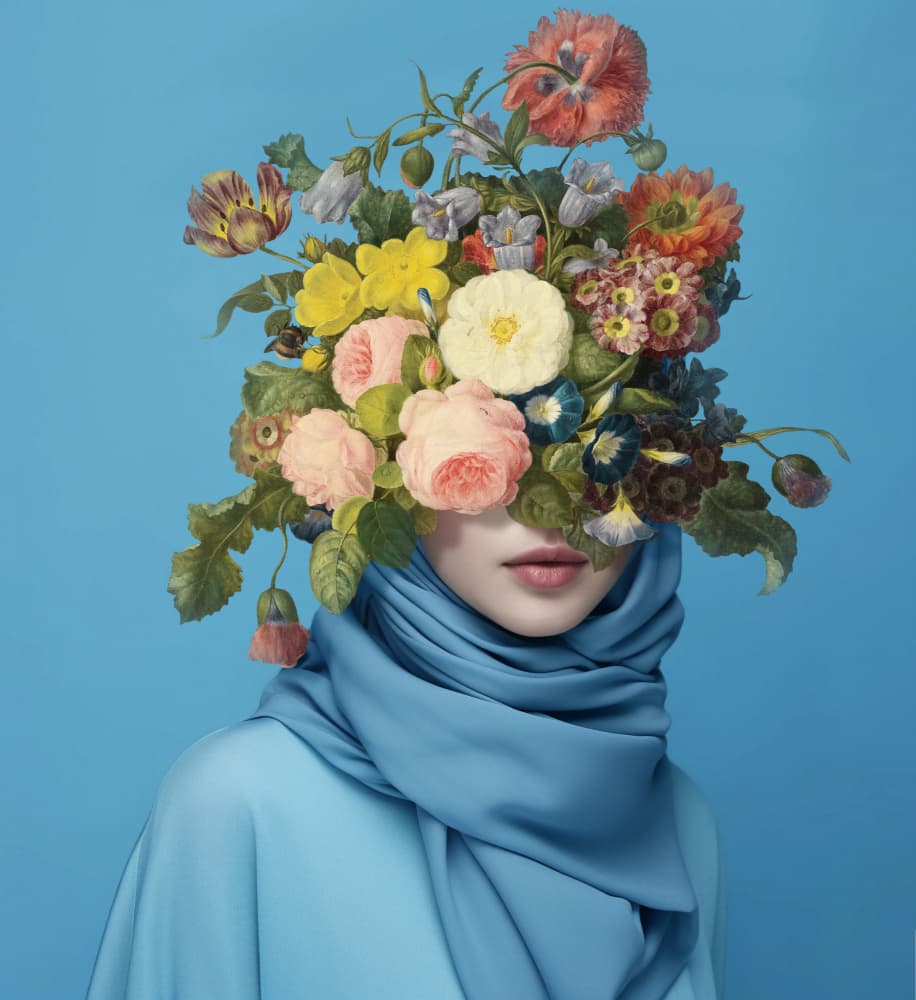 Blue Floral Beauty by Marja van den Hurk — canvas wall art