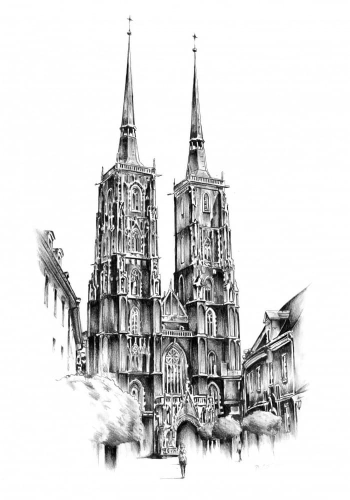 Gothic Spires City Sketch by Kulik — canvas wall art