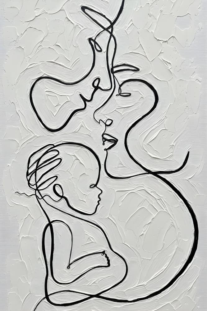 Loving Family Line Art by HUGO — canvas wall art