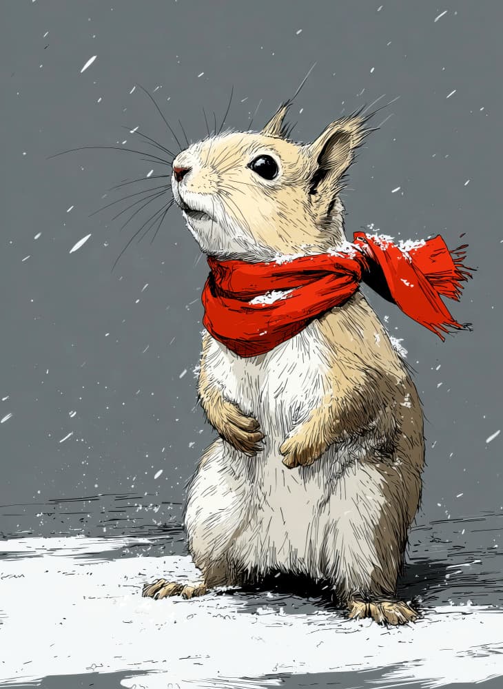 Cozy Squirrel In Snow by Justyna Jaszke — canvas wall art