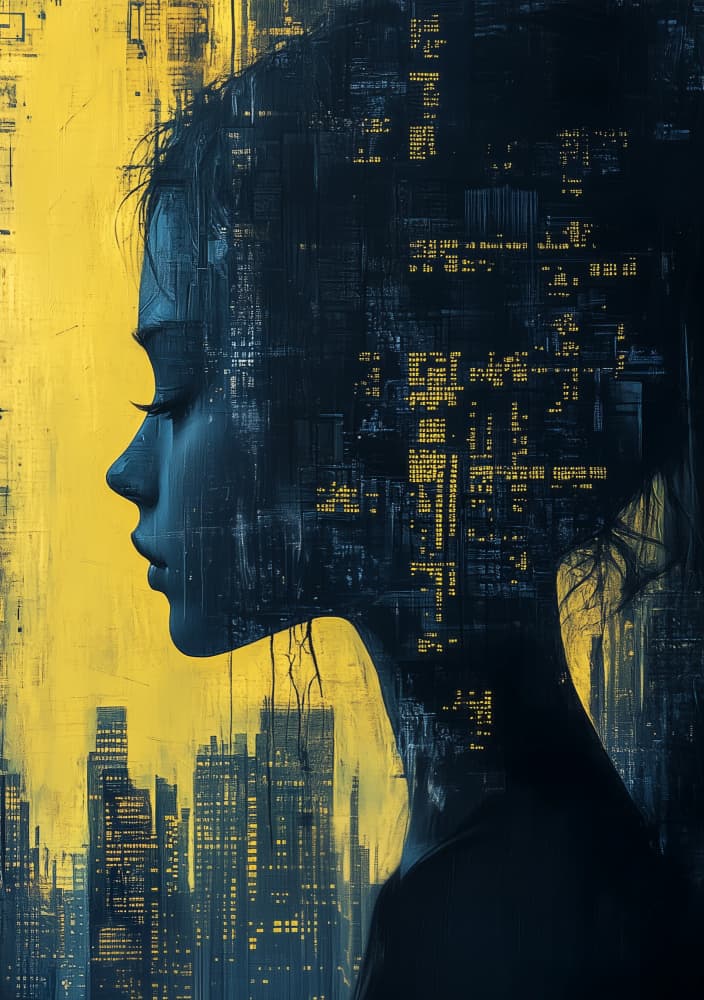 Golden City Profile by Layla Oz — canvas wall art