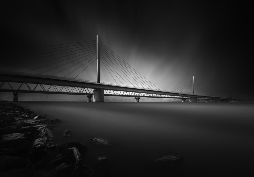 Modern Bridge At Night by Shuchuan Liu — canvas wall art