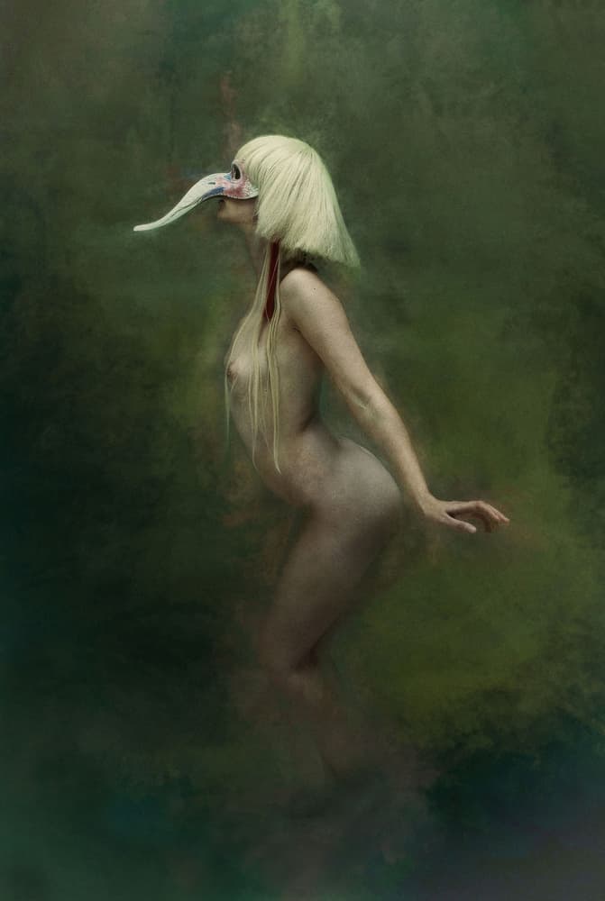 Ethereal Bird Mask Nude by kenp — canvas wall art