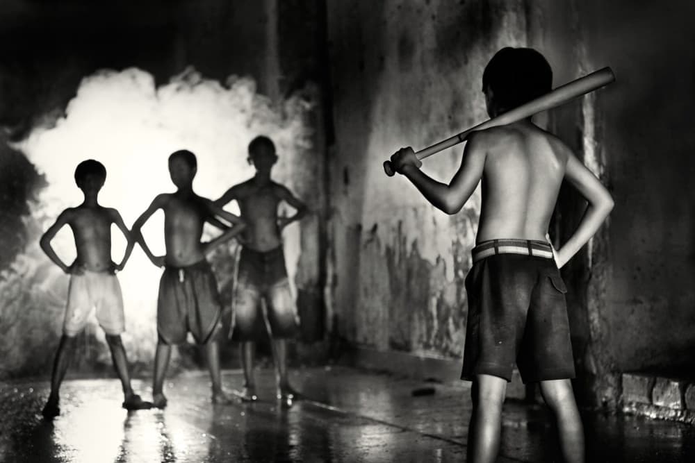 Youthful Bat Confrontation by Hari Sulistiawan — canvas wall art