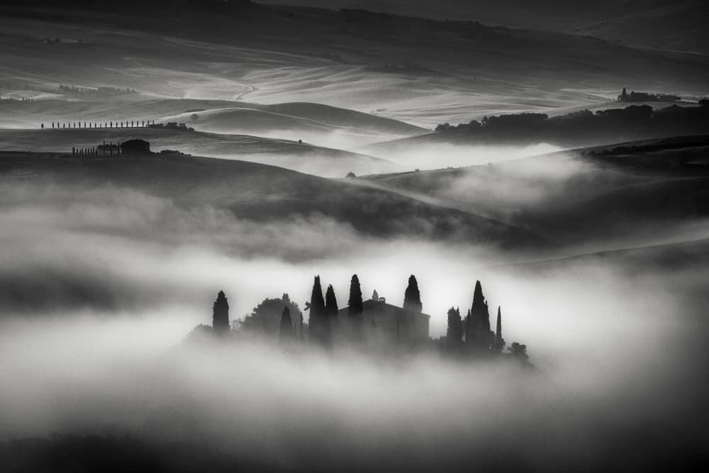 Misty Tuscan Landscape by yoann — canvas wall art