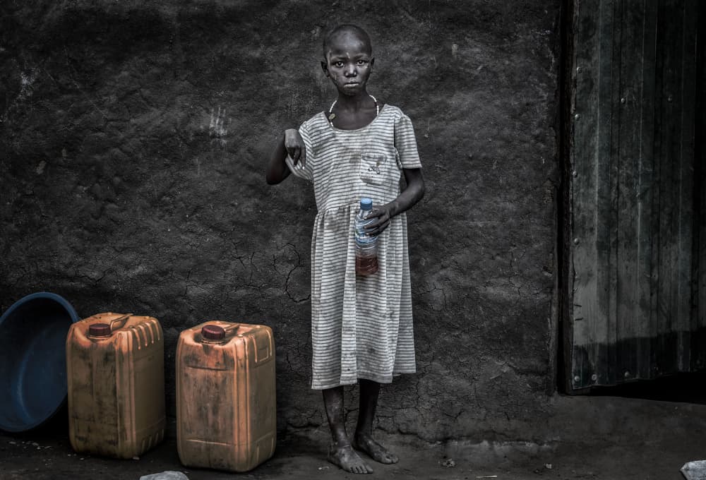 Young Girl Water Containers by Joxe Inazio Kuesta Garmendia — canvas wall art