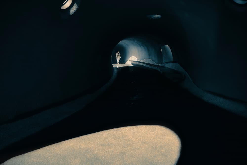 Solitary Figure Tunnel Light by MingLun Tsai (蔡明倫) — canvas wall art