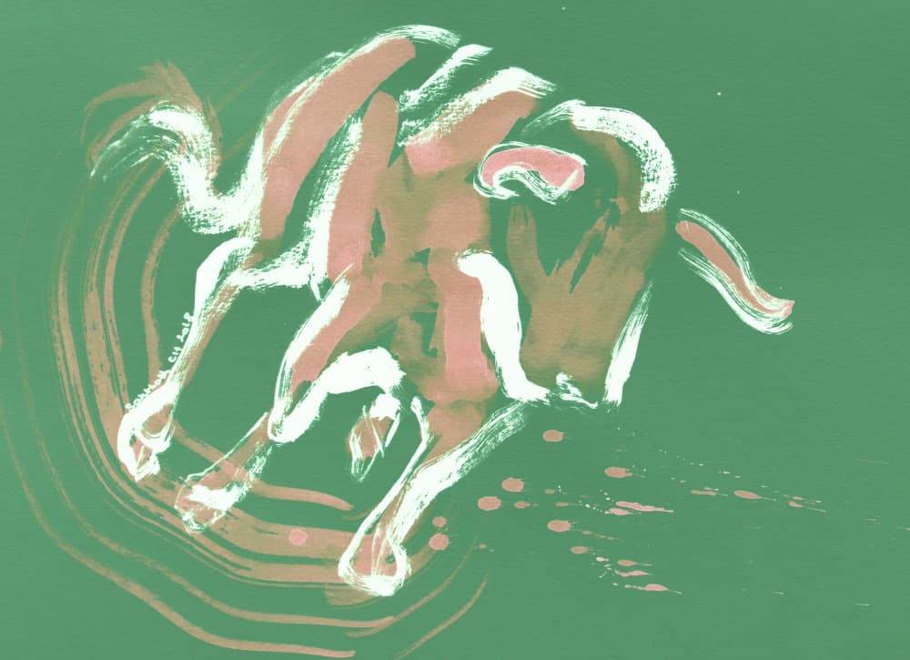 Energetic Bull Charge by Santhosh ch — canvas wall art
