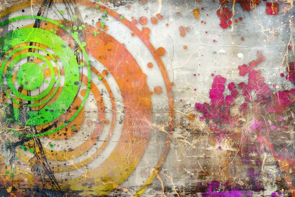 Vibrant Grunge Circles by Rafal Kulik — canvas wall art