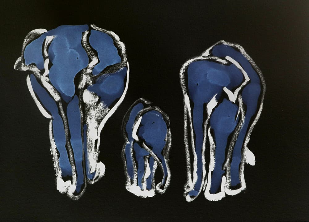 Blue Elephant Family by Santhosh ch — canvas wall art