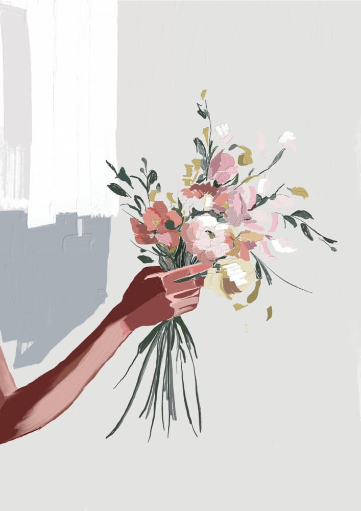 Hand Holding Bouquet by Jenna Alheit — canvas wall art