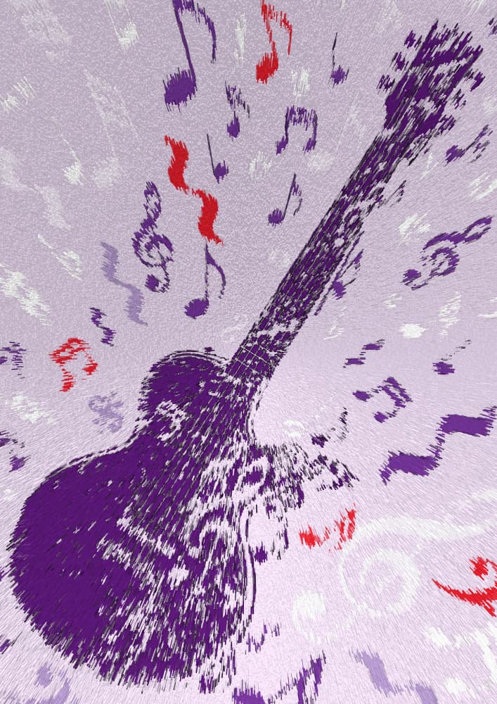 Purple Guitar Melody by Carlo Kaminski — canvas wall art