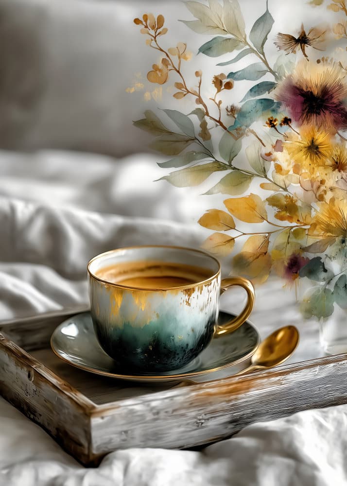 Morning Coffee Florals by Justyna Jaszke — canvas wall art