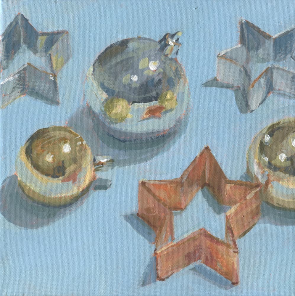 Christmas Stars Ornaments by Carrie Arnold — canvas wall art