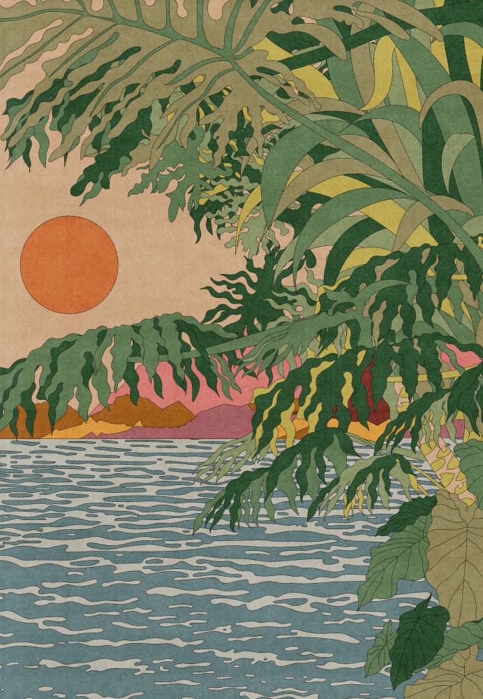 Tropical Sunset Ocean View by OMG Kitty — canvas wall art