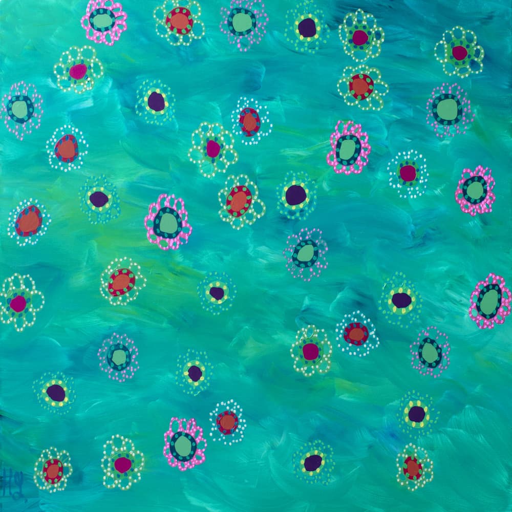 Whimsical Dotted Flowers by Helen Joynson — canvas wall art