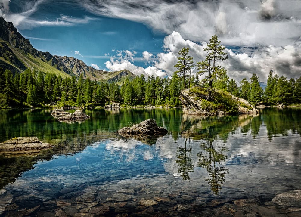 Alpine Lake Reflections by Urs Zimmermann — canvas wall art