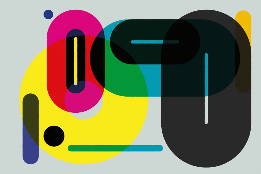 Vibrant Overlapping Shapes by Rafa Mateo — canvas wall art