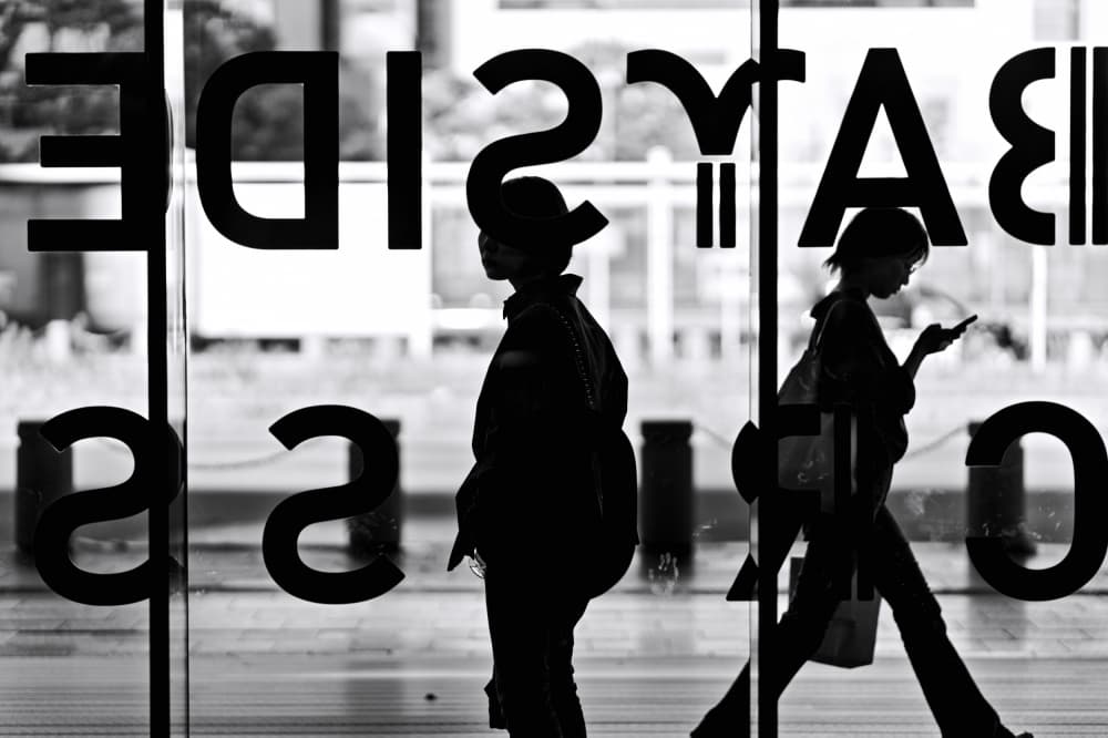 Bayside Storefront Silhouettes by moucorn — canvas wall art