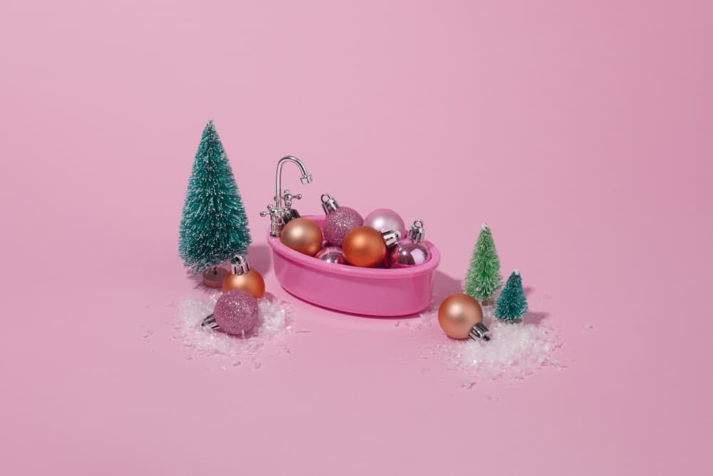 Pink Christmas Bathtub by Julia Ramiro — canvas wall art