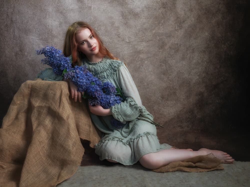 Serene Woman with Lilacs by Svetlana Kirzh — canvas wall art