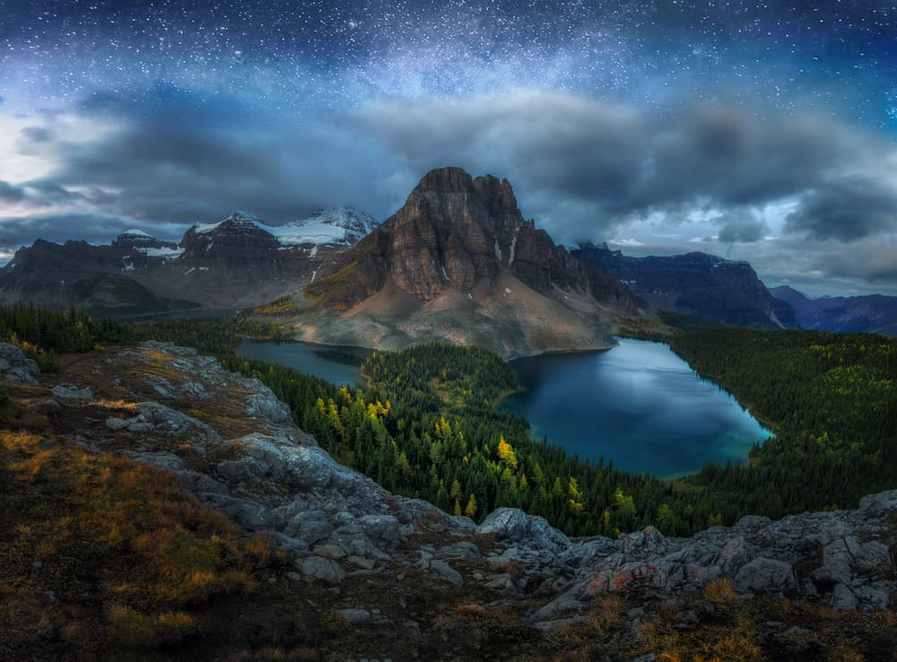 Starry Mountain Lake by Lior Yaakobi — canvas wall art