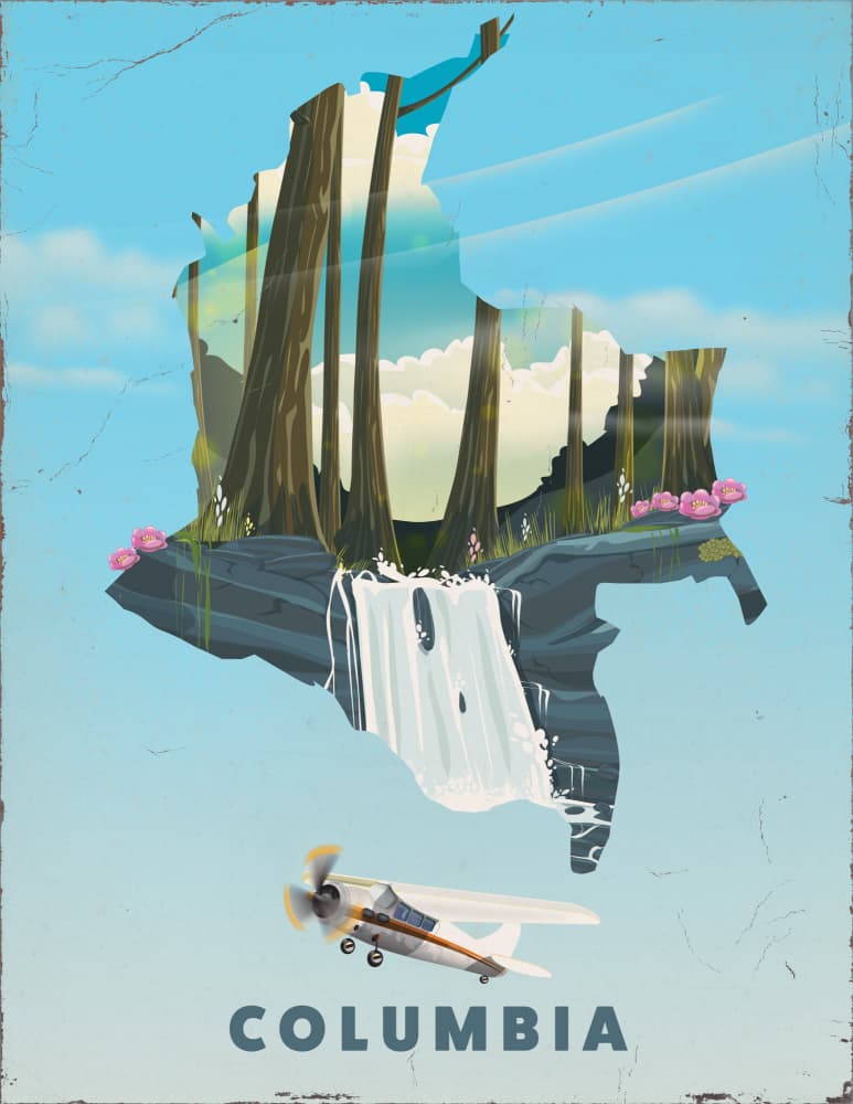 Colombia Map Adventure by Nicholas — canvas wall art